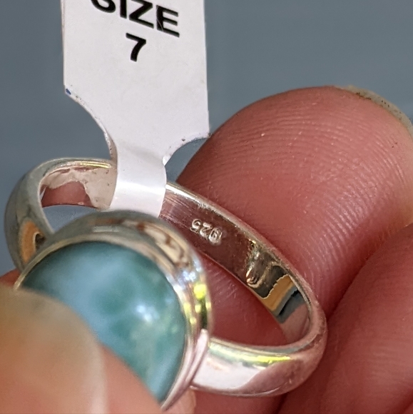 SALE! Larimar Sterling Silver Ring 925 - Picture 9 of 9
